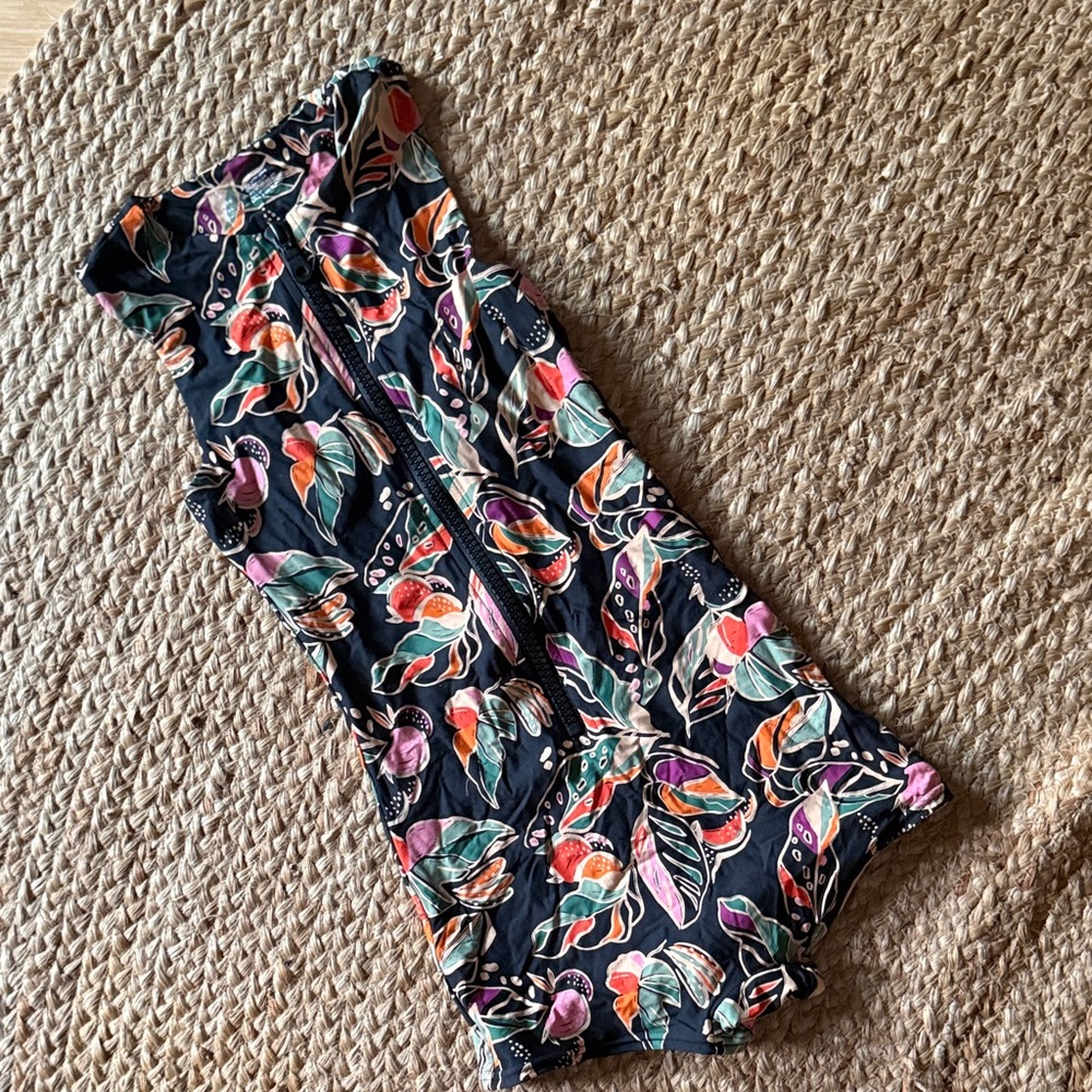 Stone Fox Swim Black Floral Zip-Front Girls' Swim Bottoms
